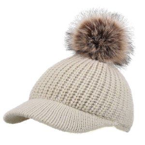 Arctic Paw Cable Knit Beanie with Faux Fur Pompom